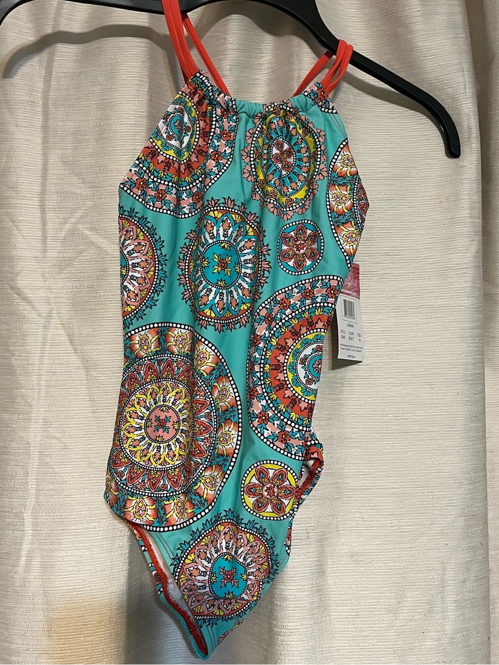 NWT  Kanu Surf Girls size 14 Jasmine Beach Sport Halter One Piece Swimsuit